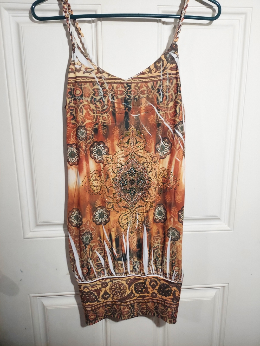 Cristina Love Mini Dress Bohemian Braided Straps With Embellishments Size L